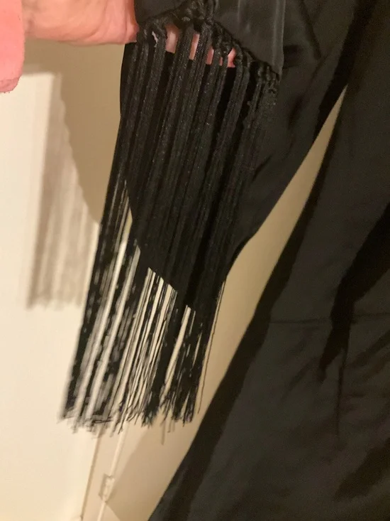 ACNE STUDIOS Fringed scarf-detail satin midi dress - Picture 7 of 11